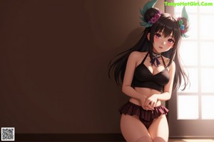 Anime girl with big tits posing for the camera.