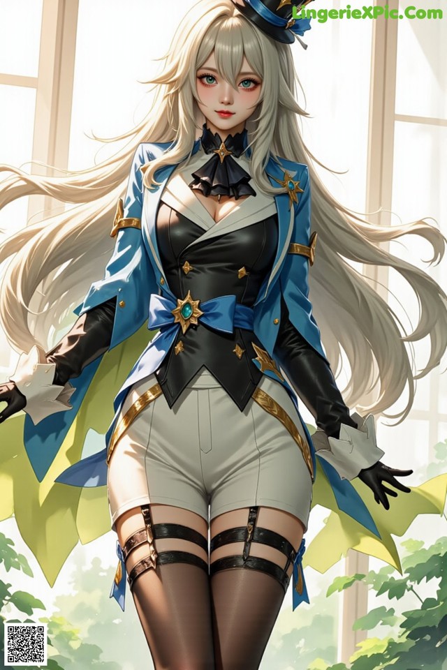 Hentai - Luminous Charm of the Aquatic Enchantress Set.2 20250126 Part 6 No.e1a6ff A woman with long blonde hair wearing a top hat and gloves.